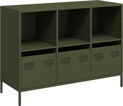 vidaXL - Dressoir - 101,5x39x73,5 - cm - koudgewalst - staal - olijfgroen