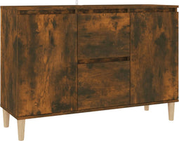 vidaXL - Dressoir - 101x35x70 - cm - bewerkt - hout - gerookt - eikenkleurig