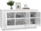 vidaXL - Dressoir - 102x35x55 - cm - bewerkt - hout - hoogglans - wit