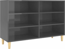 vidaXL - Dressoir - 103,5x35x70 - cm - bewerkt - hout - hoogglans - grijs