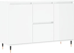 vidaXL - Dressoir - 104x35x70 - cm - bewerkt - hout - hoogglans - wit