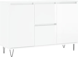 vidaXL - Dressoir - 104x35x70 - cm - bewerkt - hout - hoogglans - wit