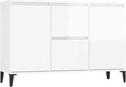 vidaXL - Dressoir - 104x35x70 - cm - bewerkt - hout - hoogglans - wit