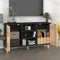 vidaXL - Dressoir - 105x30x60 - cm - massief - grenen - hout - en - rattan - zwart