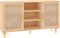 vidaXL - Dressoir - 105x30x60 - cm - massief - grenenhout - en - rattan - bruin