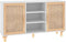 vidaXL - Dressoir - 105x30x60 - cm - massief - grenenhout - en - rattan - wit