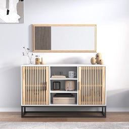 vidaXL - Dressoir - 105x30x65 - cm - bewerkt - hout - wit