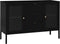 vidaXL - Dressoir - 105x35x70 - cm - staal - en - gehard - glas - zwart