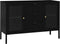 vidaXL - Dressoir - 105x35x70 - cm - staal - en - gehard - glas - zwart
