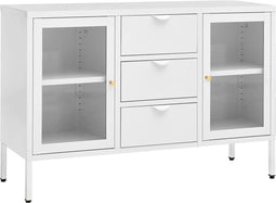 vidaXL - Dressoir - 105x35x70 - cm - staal - en - gehard - glas - wit