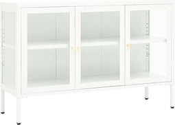 vidaXL - Dressoir - 105x35x70 - cm - staal - en - glas - wit