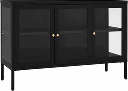 vidaXL - Dressoir - 105x35x70 - cm - staal - en - glas - zwart