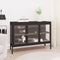 vidaXL - Dressoir - 105x35x70 - cm - staal - en - glas - zwart