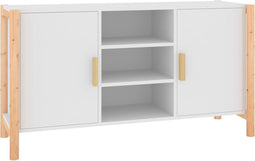 vidaXL - Dressoir - 107x38x60 - cm - bewerkt - hout - wit
