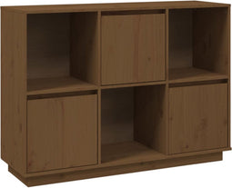 vidaXL - Dressoir - 110,5x35x80 - cm - massief - grenenhout - honingbruin