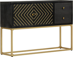 vidaXL - Dressoir - 110x30x75 - cm - massief - mangohout - zwart - en - goud