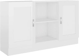 vidaXL - Dressoir - 120x30,5x70 - cm - bewerkt - hout - hoogglans - wit