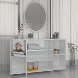 vidaXL - Dressoir - 120x30x75 - cm - bewerkt - hout - hoogglans - wit