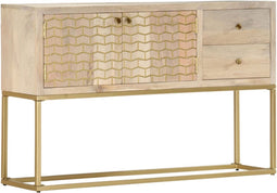 vidaXL - Dressoir - 120x30x75 - cm - massief - mangohout - goudkleurig