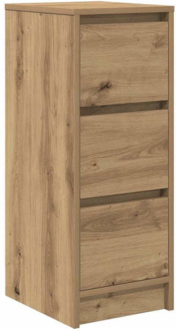 vidaXL - Dressoir - 29,5x34x76 - cm - bewerkt - hout - artisanaal - eikenkleur