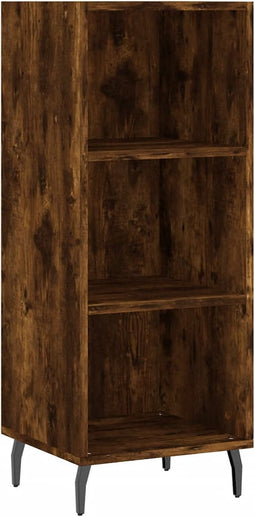 vidaXL - Dressoir - 34,5x32,5x90 - cm - bewerkt - hout - gerookt - eikenkleurig