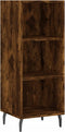 vidaXL - Dressoir - 34,5x32,5x90 - cm - bewerkt - hout - gerookt - eikenkleurig