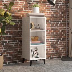 vidaXL - Dressoir - 34,5x32,5x90 - cm - bewerkt - hout - hoogglans - wit
