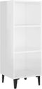 vidaXL - Dressoir - 34,5x32,5x90 - cm - bewerkt - hout - hoogglans - wit