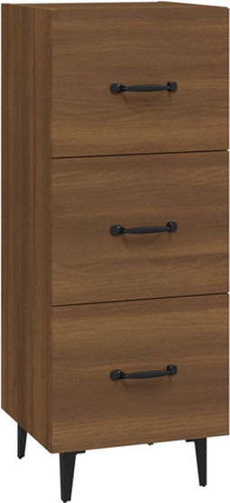 vidaXL - Dressoir - 34,5x34x90 - cm - bewerkt - hout - bruin - eikenkleur