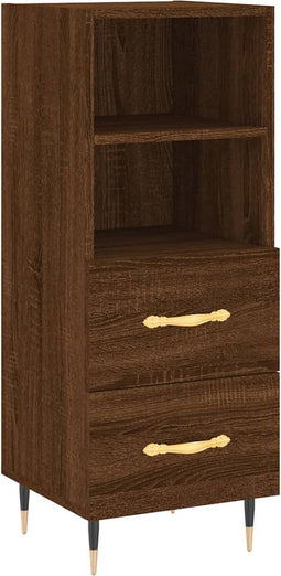 vidaXL - Dressoir - 34,5x34x90 - cm - bewerkt - hout - bruin - eikenkleur