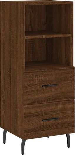 vidaXL - Dressoir - 34,5x34x90 - cm - bewerkt - hout - bruin - eikenkleur