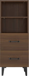vidaXL - Dressoir - 34,5x34x90 - cm - bewerkt - hout - bruin - eikenkleur
