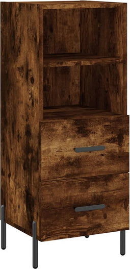 vidaXL - Dressoir - 34,5x34x90 - cm - bewerkt - hout - gerookt - eiken