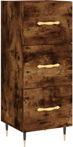 vidaXL - Dressoir - 34,5x34x90 - cm - bewerkt - hout - gerookt - eiken