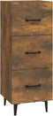 vidaXL - Dressoir - 34,5x34x90 - cm - bewerkt - hout - gerookt - eiken