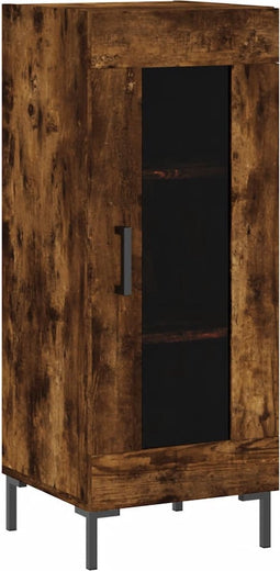 vidaXL - Dressoir - 34,5x34x90 - cm - bewerkt - hout - gerookt - eiken