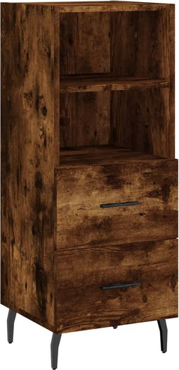vidaXL - Dressoir - 34,5x34x90 - cm - bewerkt - hout - gerookt - eiken
