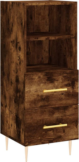 vidaXL - Dressoir - 34,5x34x90 - cm - bewerkt - hout - gerookt - eiken