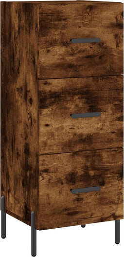 vidaXL - Dressoir - 34,5x34x90 - cm - bewerkt - hout - gerookt - eiken