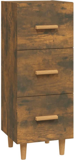 vidaXL - Dressoir - 34,5x34x90 - cm - bewerkt - hout - gerookt - eiken