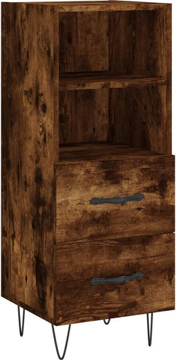 vidaXL - Dressoir - 34,5x34x90 - cm - bewerkt - hout - gerookt - eiken