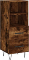 vidaXL - Dressoir - 34,5x34x90 - cm - bewerkt - hout - gerookt - eiken