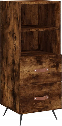 vidaXL - Dressoir - 34,5x34x90 - cm - bewerkt - hout - gerookt - eiken