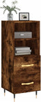 vidaXL - Dressoir - 34,5x34x90 - cm - bewerkt - hout - gerookt - eiken