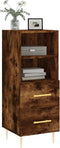 vidaXL - Dressoir - 34,5x34x90 - cm - bewerkt - hout - gerookt - eiken