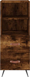 vidaXL - Dressoir - 34,5x34x90 - cm - bewerkt - hout - gerookt - eiken