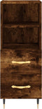 vidaXL - Dressoir - 34,5x34x90 - cm - bewerkt - hout - gerookt - eiken