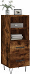 vidaXL - Dressoir - 34,5x34x90 - cm - bewerkt - hout - gerookt - eiken