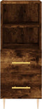 vidaXL - Dressoir - 34,5x34x90 - cm - bewerkt - hout - gerookt - eiken