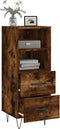 vidaXL - Dressoir - 34,5x34x90 - cm - bewerkt - hout - gerookt - eiken